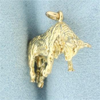 Bull Charm or Pendant in 10k Yellow Gold