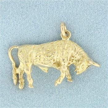 Bull Charm or Pendant in 10k Yellow Gold