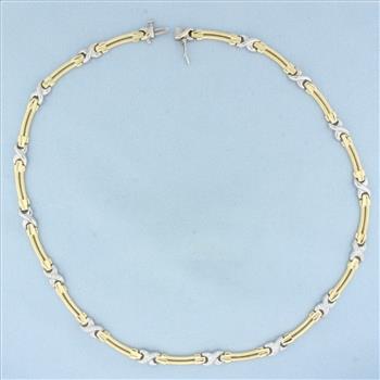 Cable Diamond Necklace in 14k Yellow and White Gold