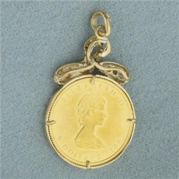 Canadian Maple Leaf Gold Coin Pendant in 14k Yellow Gold