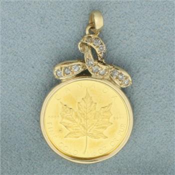 Canadian Maple Leaf Gold Coin Pendant in 14k Yellow Gold