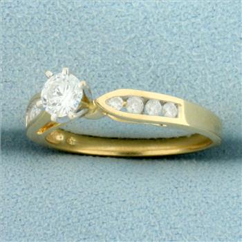 Cathedral Diamond Engagement Ring in 14K Yellow Gold