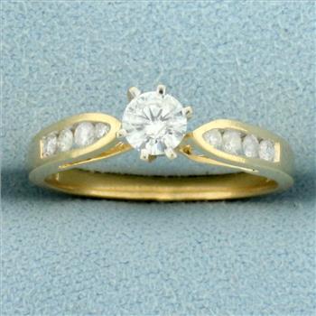 Cathedral Diamond Engagement Ring in 14K Yellow Gold