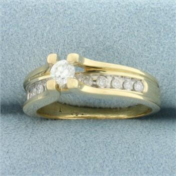 Cathedral Diamond Engagement Ring in 14k Yellow Gold