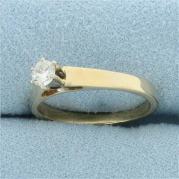 Cathedral Set Diamond Solitaire Engagement Ring in 14k Yellow Gold