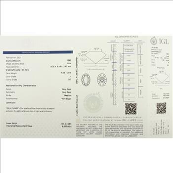 Certified Over 1ct Oval Natural Diamond