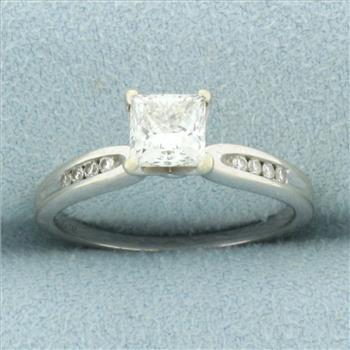 Certified Princess Diamond Engagement Ring in 14k White Gold