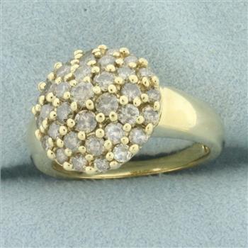 Champagne Diamond Cluster Ring in 10k Yellow Gold