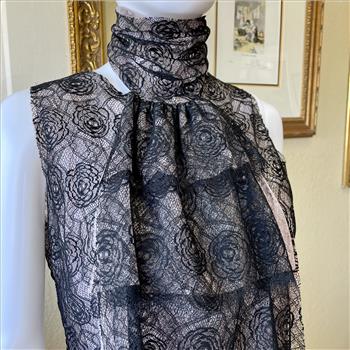Chanel 03P Camellia Flower Lace Top Blouse with 3 Tier Cravat 40