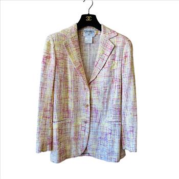 Chanel 98P Summer Fantasy Tweed Pink & Yellow Blazer Jacket 36