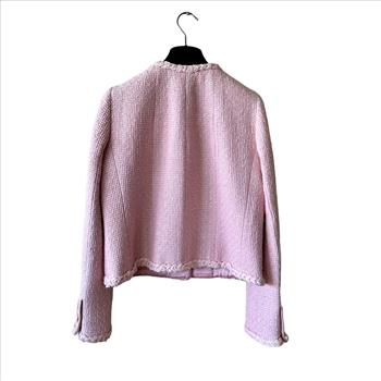 Chanel Barbie Pink 07P Braided CC Logo Button Tweed Short Jacket 38