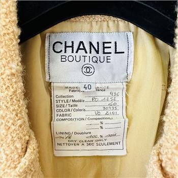 Chanel Pastel Orange Gold Boucle Tweed Short Sleeve Sun Button Jacket & Skirt Suit Set 40