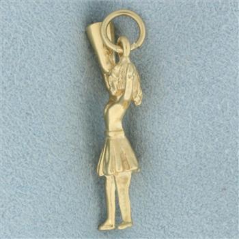 Cheerleader Charm or Pendant in 14k Yellow Gold