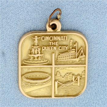 Cincinnati the Queen City Pendant in 14K Yellow Gold