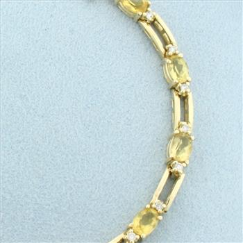 Citrine and Diamond Tennis Bracelet in 14k Yellow Gold