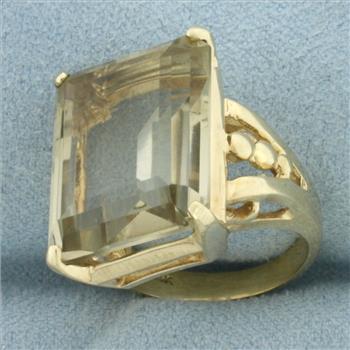 Citrine Solitaire Statement Ring in 14k Yellow Gold