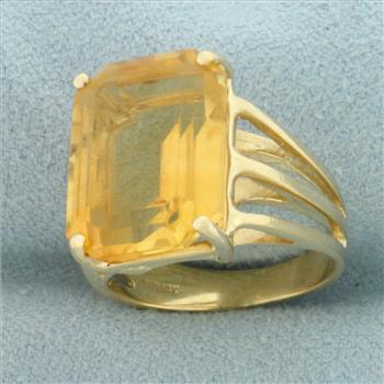 Citrine Solitaire Statement Ring in 14k Yellow Gold