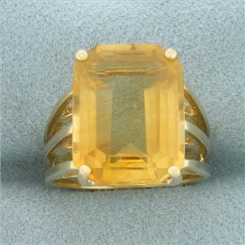 Citrine Solitaire Statement Ring in 14k Yellow Gold