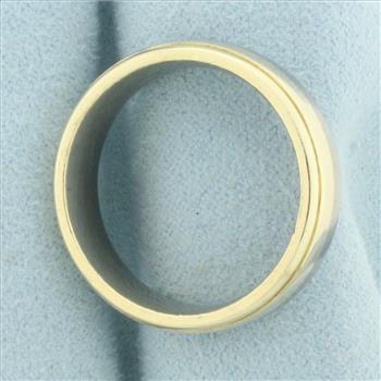 Comfort Fit Titanium and 14k Gold Mens Wedding Band Ring