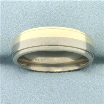 Comfort Fit Titanium and 14k Gold Mens Wedding Band Ring