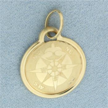 Compass Rose Pendant in 14k Yellow Gold