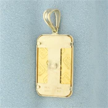 Credit Suisse 5g Fine Gold Bar Pendant in 14k Yellow Gold Mounting