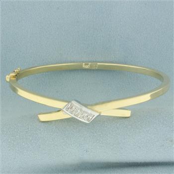 Criss Cross Hinged Bangle Bracelet in 14k Yellow Gold