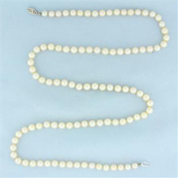 Cultured Akoya Pearl Strand Necklace in 10k White Gold