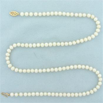 Cultured Pearl Strand Necklace with 14k Gold Clasp