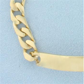 Curb Link ID Name Bracelet in 14k Yellow Gold