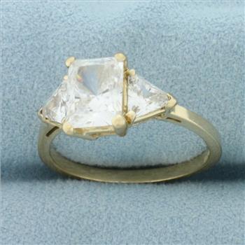 CZ 3-Stone Engagement Ring in 10k Yellow Gold