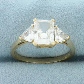 CZ 3-Stone Engagement Ring in 10k Yellow Gold