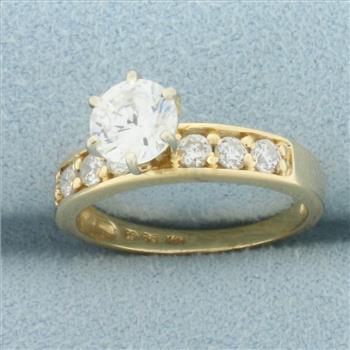 CZ Engagement Ring in 14k Yellow Gold