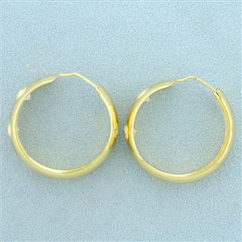 CZ  Hoop Earrings in 18K Yellow Gold
