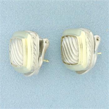 David Yurman Albion Cable Square Earrings in Sterling Silver and 18k Yellow Gold