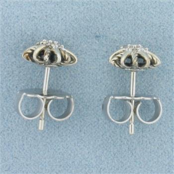 David Yurman Diamond Starburst Cable Stud Earrings in Sterling Silver