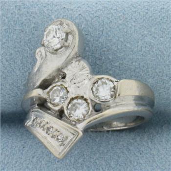 Designer Abstract Design Diamond Ring in 14k White Gold