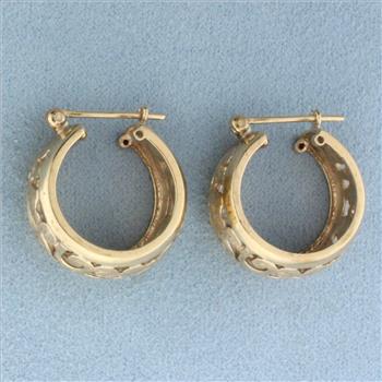 Designer Hoop Earnings in 14k Yellow Gold