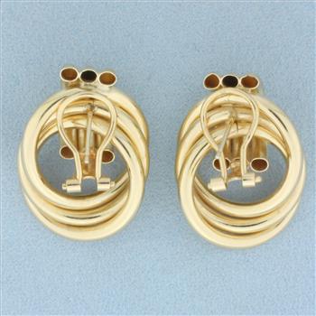 Designer Hoop Earrings in 14k Yellow Gold