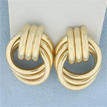 Designer Hoop Earrings in 14k Yellow Gold