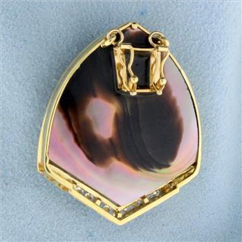 Designer Mabe Pearl and Diamond Statement Pendant in 18k Yellow Gold