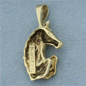 Designer Maurice Katz Diamond Horse Pendant in 14K Yellow Gold