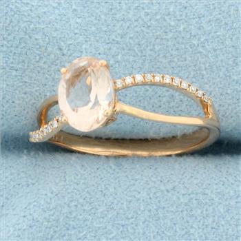 Designer Morganite and Diamond Ring in 14k Rose Gold