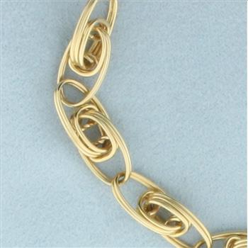 Designer Oval Double Link Bracelet in 14k Yellow Gold