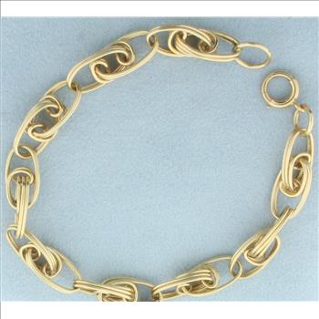 Designer Oval Double Link Bracelet in 14k Yellow Gold