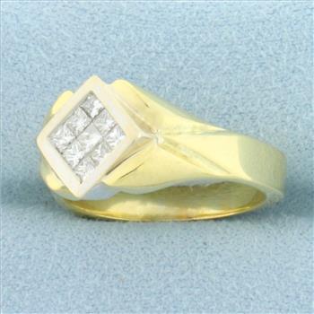 Designer Princess Diamond Ring in 18k Yellow Gold
