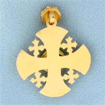 Designer Purple Sapphire Cross Pendant in 18K Yellow Gold