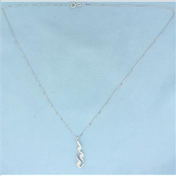 Designer Sirena Diamond Pendant on Box Link Chain Necklace in 14k White Gold