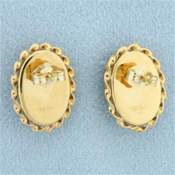 Designer Van Dell Cameo Earrings in 14K Yellow Gold