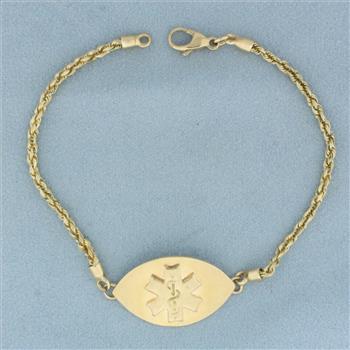 Diabetes Medical Alert Bracelet in 14k Yellow Gold